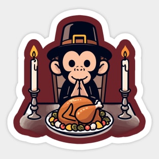 Happy Thanksgiving Baby Monkey Sticker